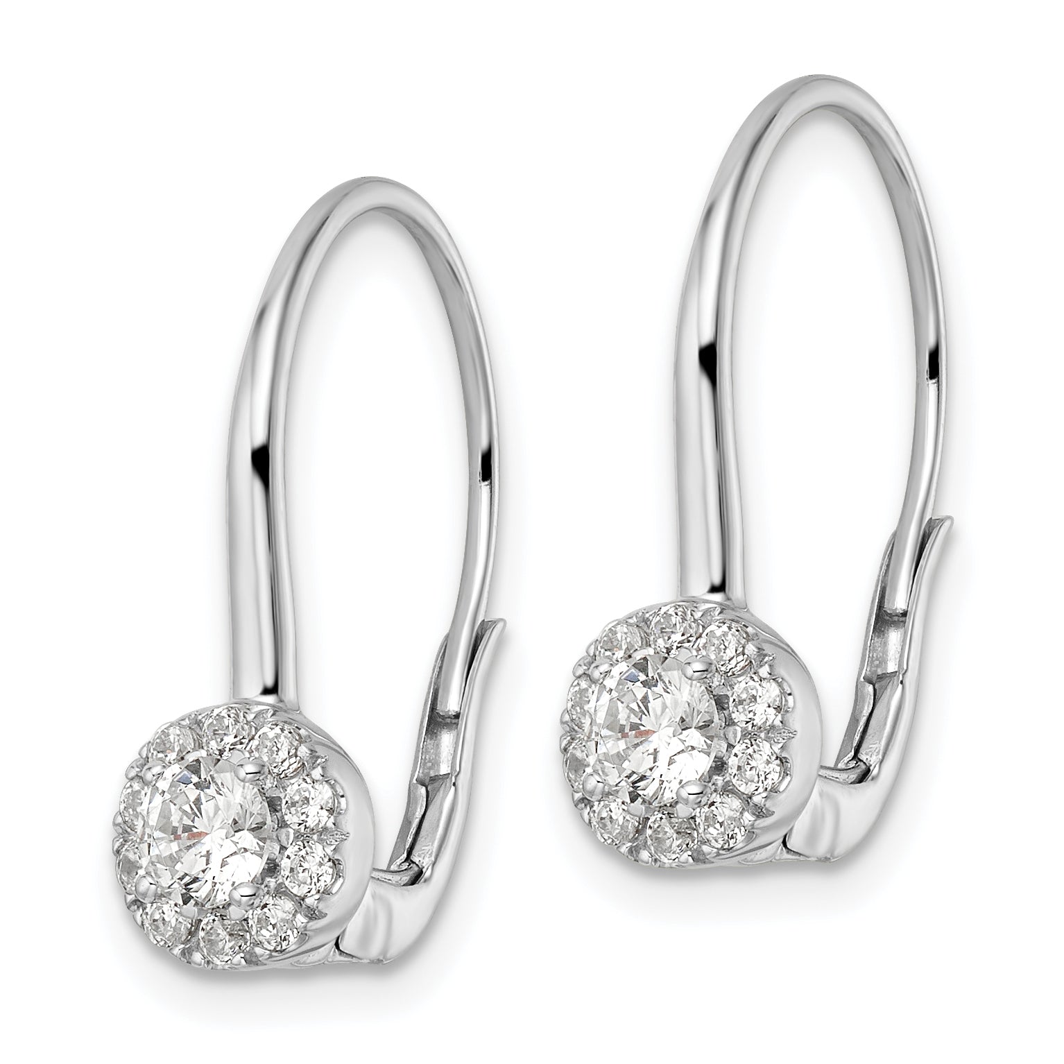 14k White Gold 3/4 carat Lab Grown Diamond VS/SI+ G+ Complete Drop Leverback Earrings Secondary image