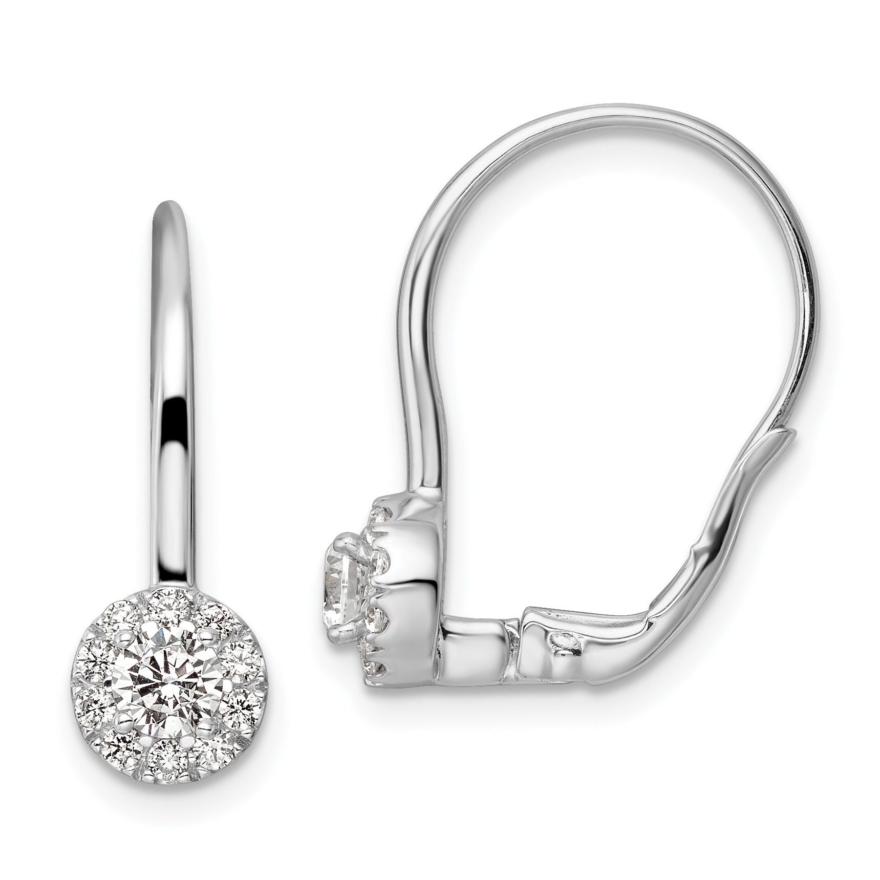 14k White Gold 3/4 carat Lab Grown Diamond VS/SI+ G+ Complete Drop Leverback Earrings Main image