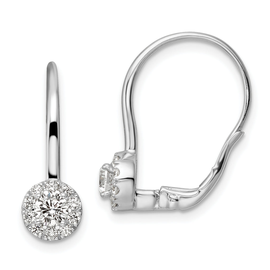 Lab-Grown Diamond Drop Leverback Earrings in 14K White Gold, 3.9mm (3/4 ct. tw.) - Sophia Jewelers