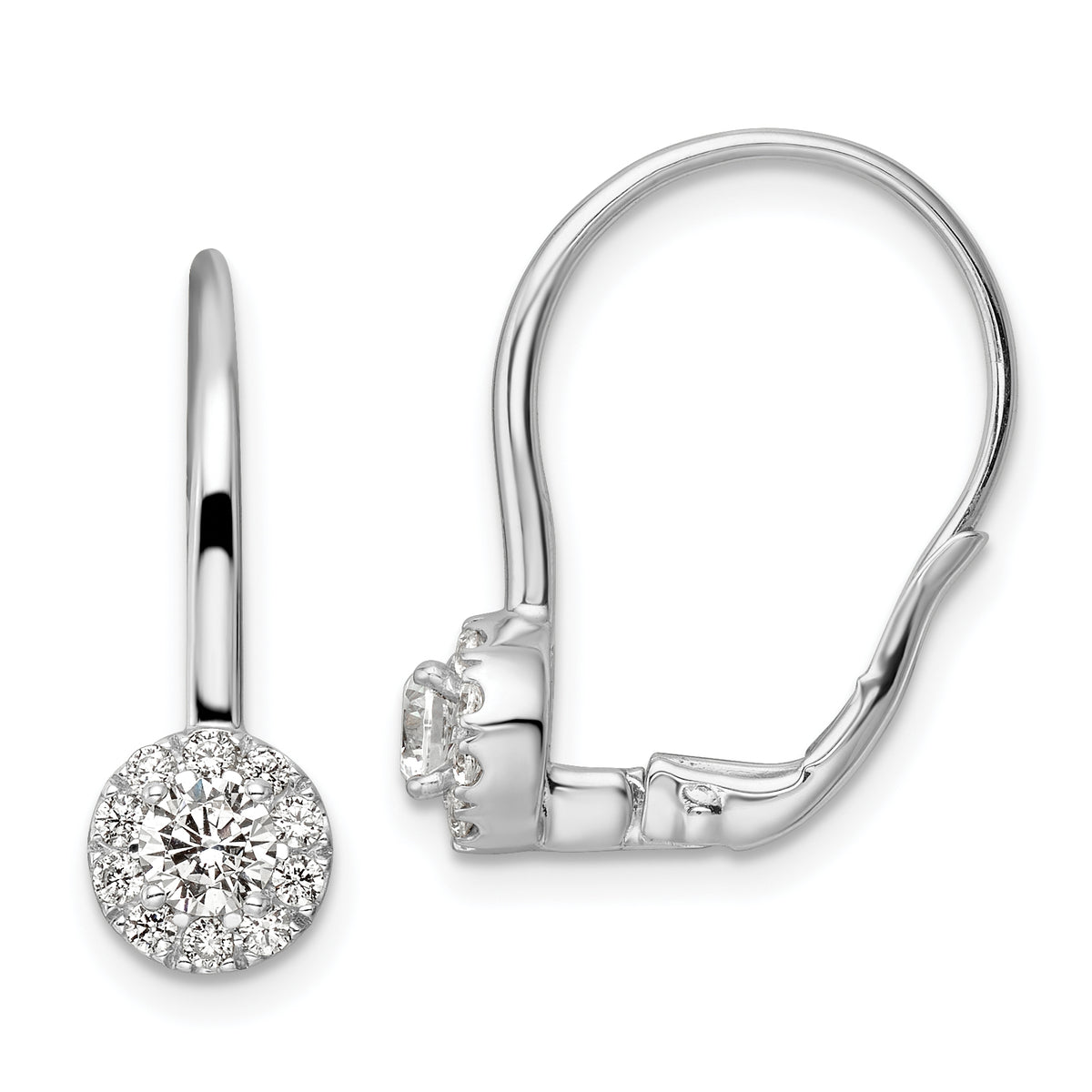 Lab-Grown Diamond Drop Leverback Earrings in 14K White Gold, 3.9mm (3/4 ct. tw.) - Sophia Jewelers