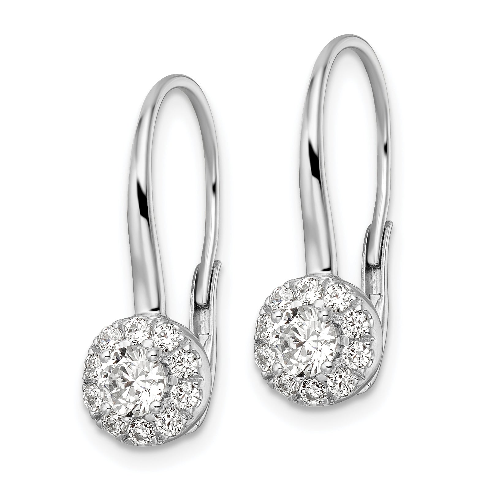 14k White Gold 1 carat Lab Grown Diamond VS/SI+ G+ Complete Drop Leverback Earrings Secondary image