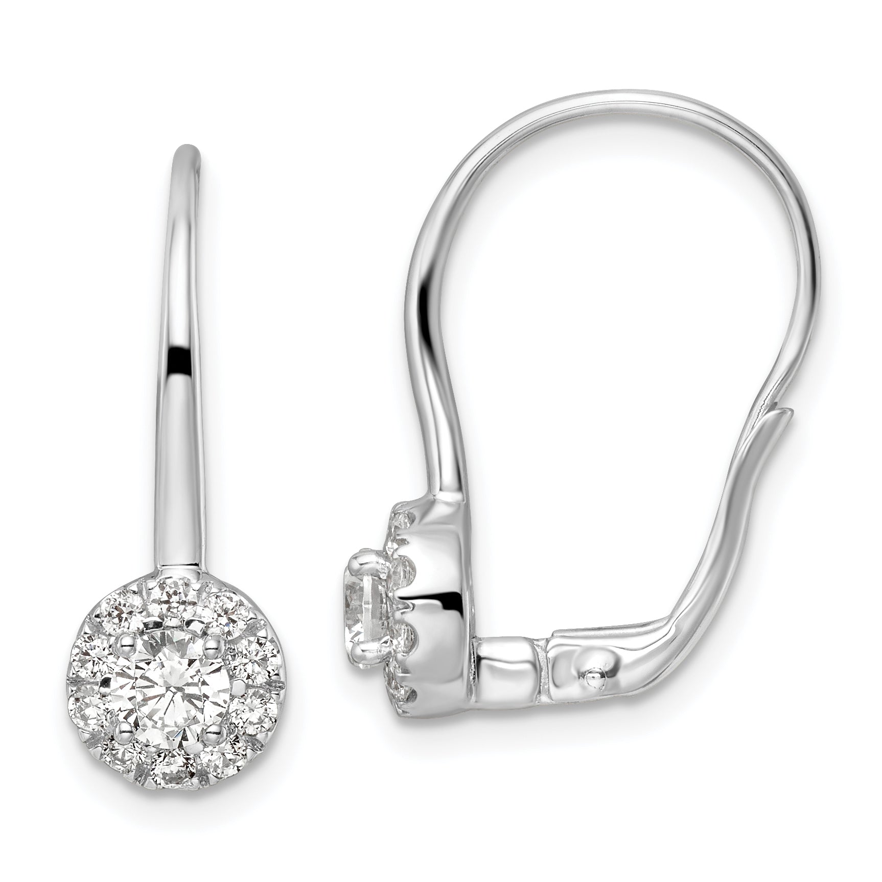 14k White Gold 1 carat Lab Grown Diamond VS/SI+ G+ Complete Drop Leverback Earrings Main image