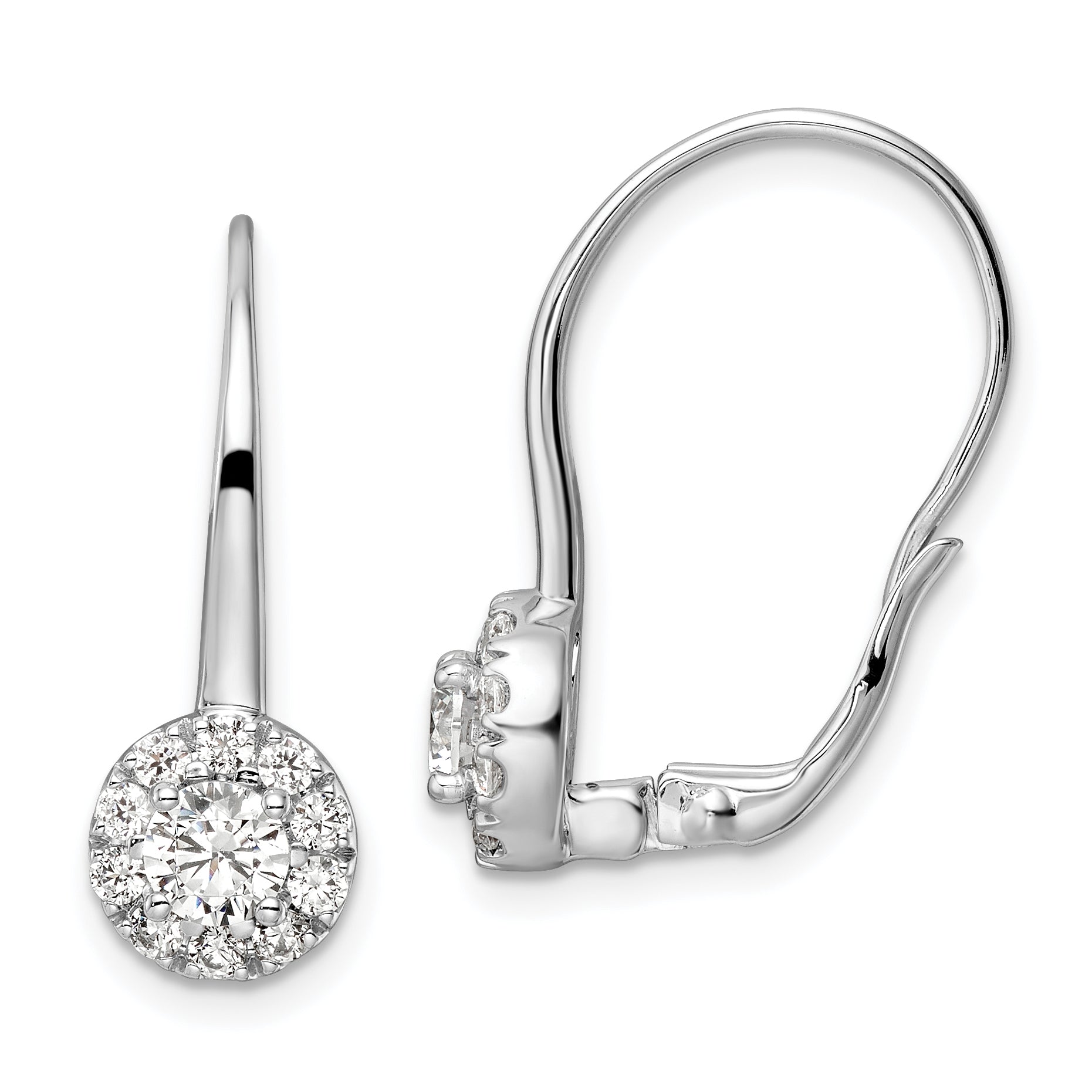 14k White Gold 1 1/2 carat Lab Grown Diamond VS/SI+ G+ Complete Drop Leverback Earrings Main image