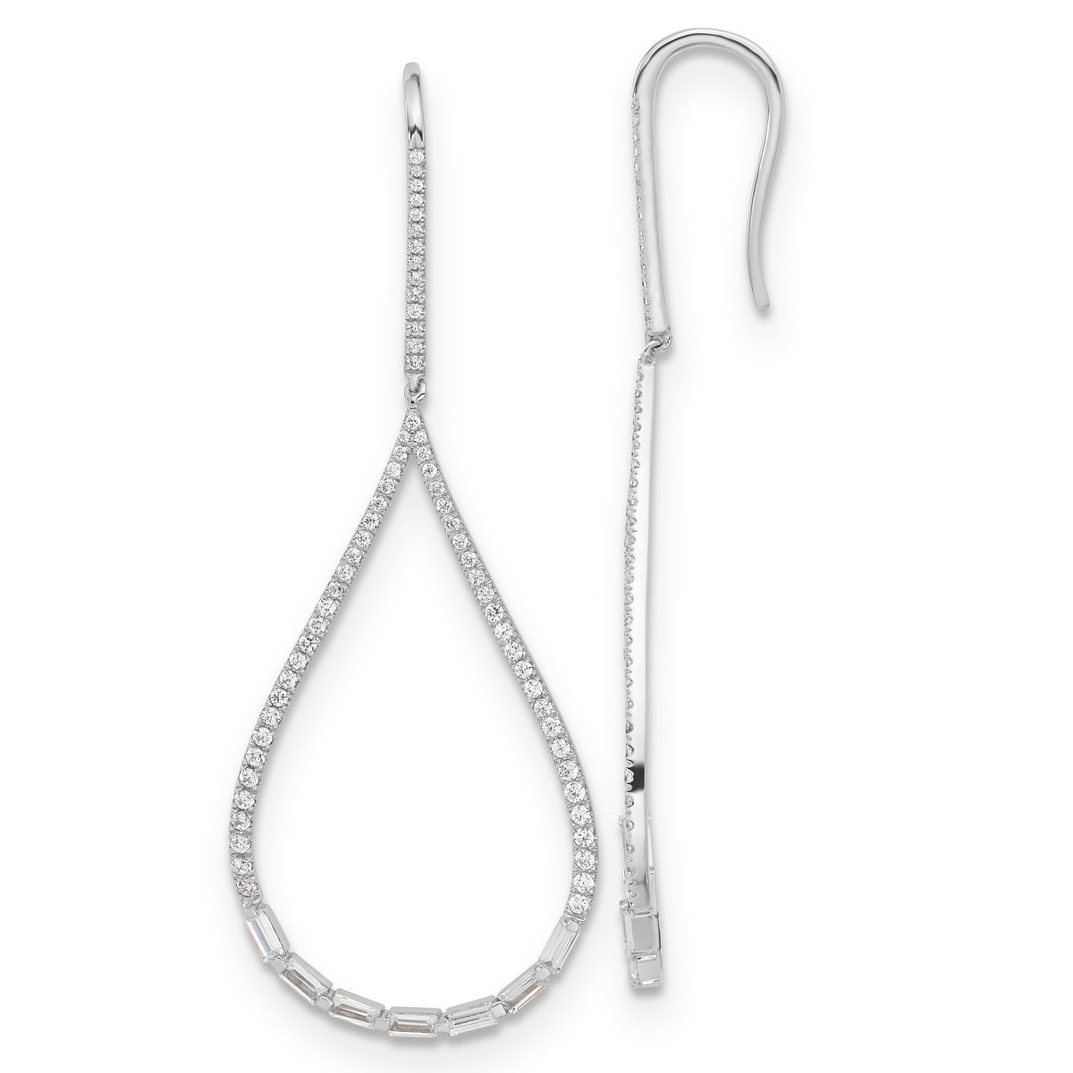 14k White Gold 1 3/4 carat Lab Grown Diamond VS+ F+ Complete Fashion Teardrop Drop Dangle Earrings