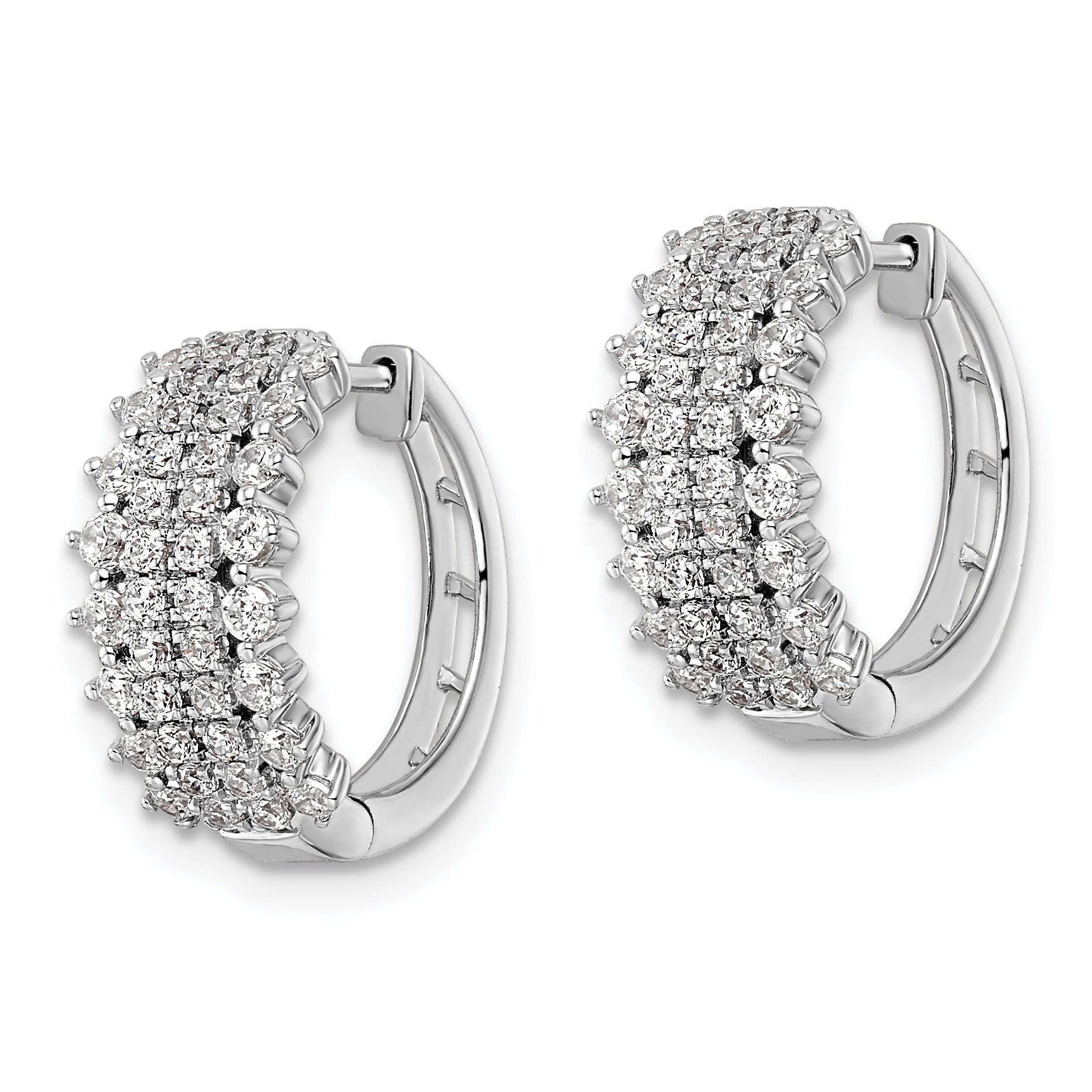 14k White Gold 1 carat Lab Grown Diamond VS/SI+ G+ Complete Hinged Hoop Earrings Secondary image