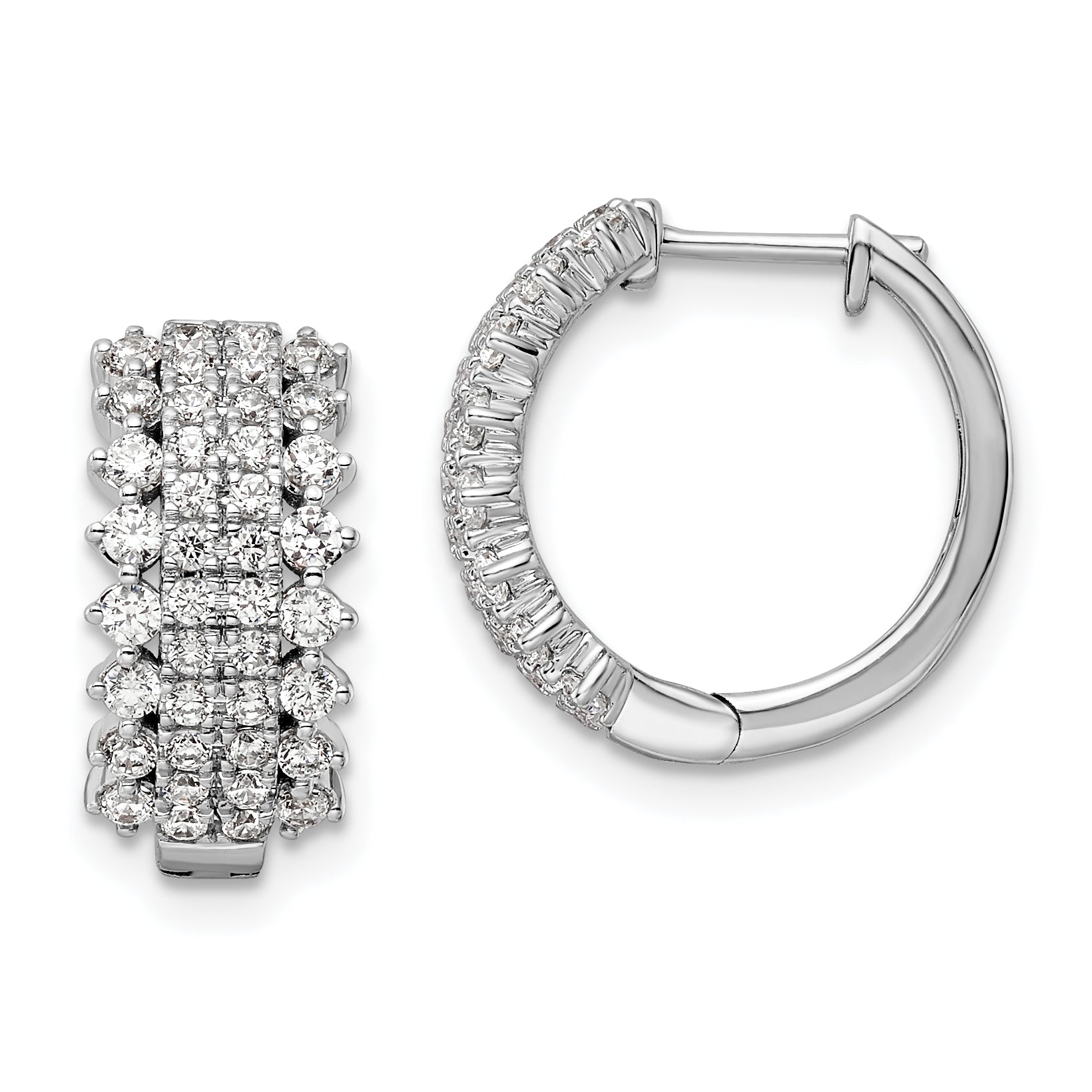 14k White Gold 1 carat Lab Grown Diamond VS/SI+ G+ Complete Hinged Hoop Earrings Main image