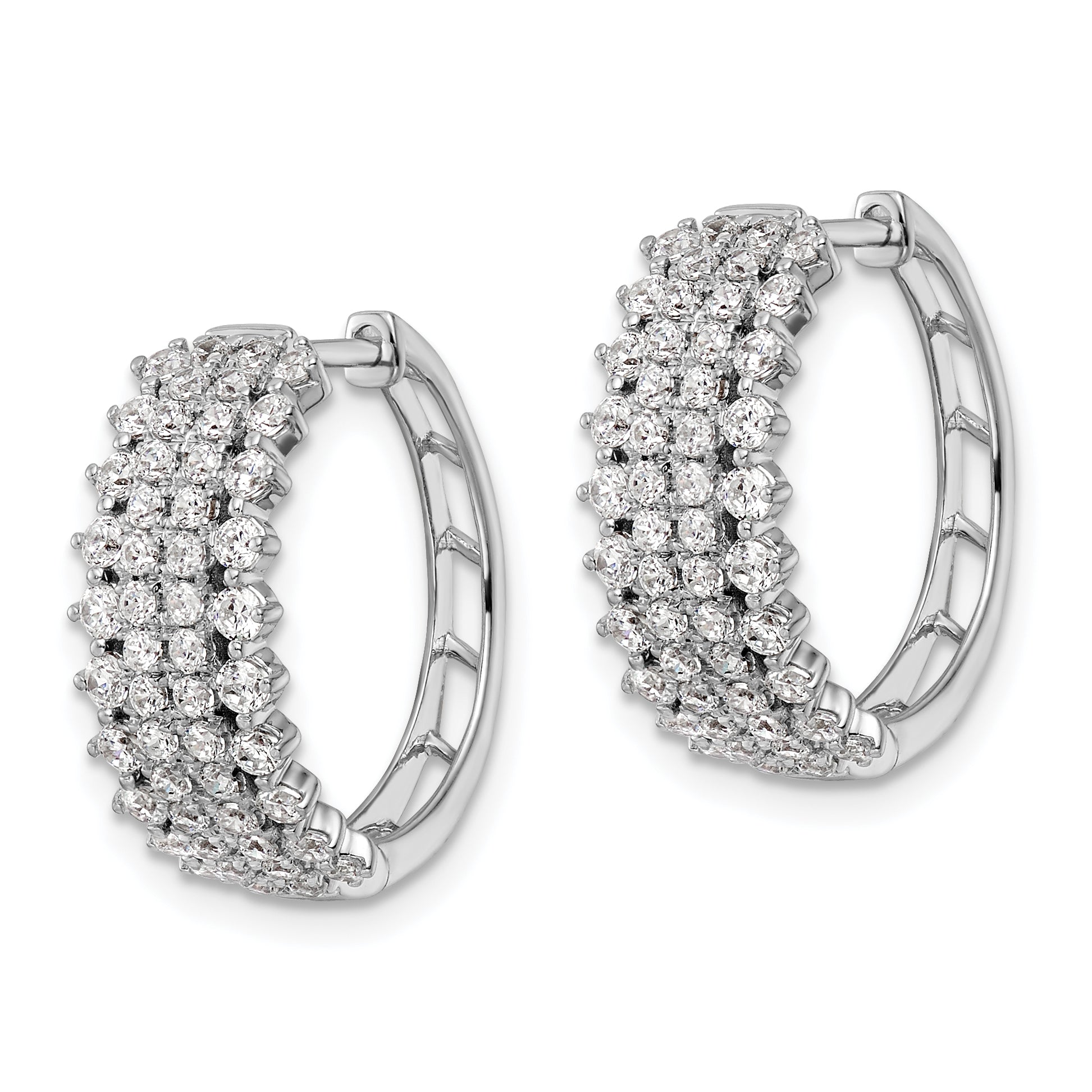 14k White Gold 1 1/2 carat Lab Grown Diamond VS/SI+ G+ Complete Hinged Hoop Earrings Secondary image