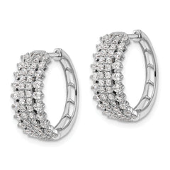 14k White Gold 1 1/2 carat Lab Grown Diamond VS/SI+ G+ Complete Hinged Hoop Earrings