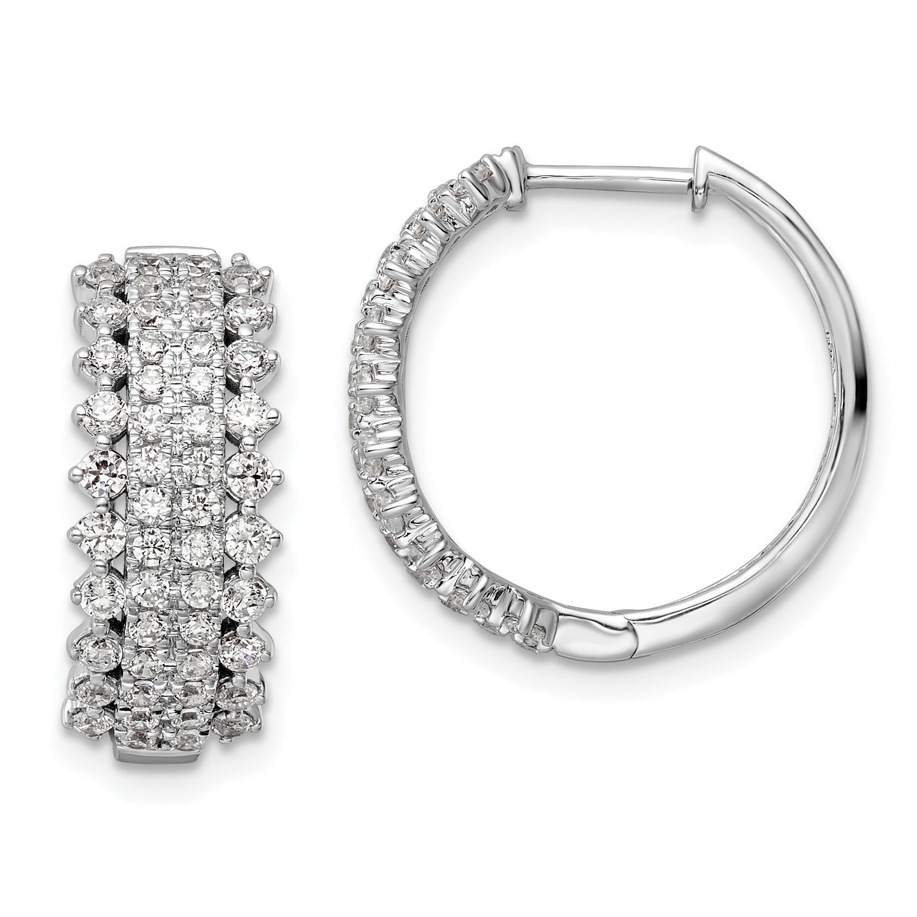 14k White Gold 1 1/2 carat Lab Grown Diamond VS/SI+ G+ Complete Hinged Hoop Earrings Main image