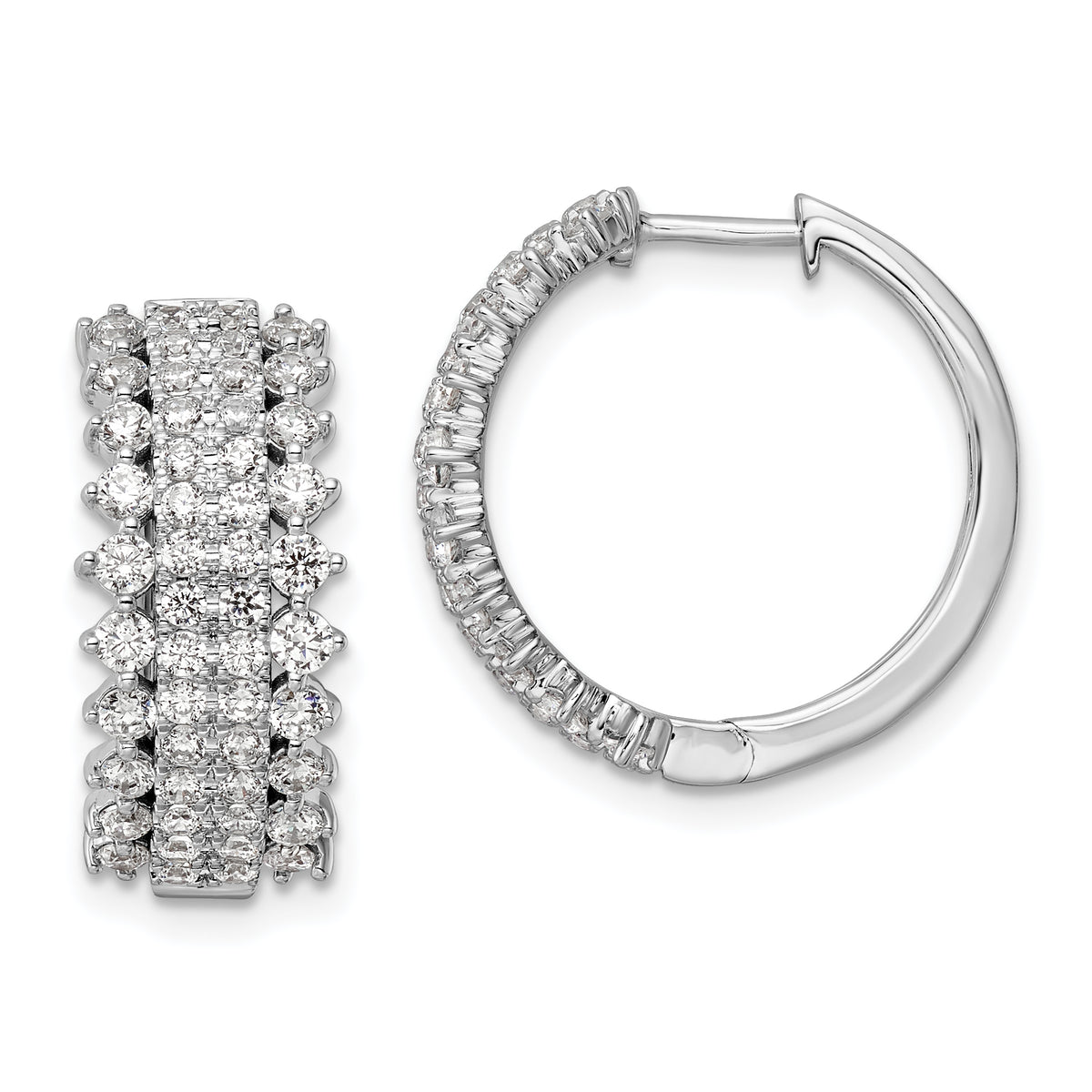 14k White Gold 2 carat Lab Grown Diamond VS/SI+ G+ Complete Hinged Hoop Earrings