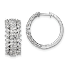 14k White Gold 2 carat Lab Grown Diamond VS/SI+ G+ Complete Hinged Hoop Earrings