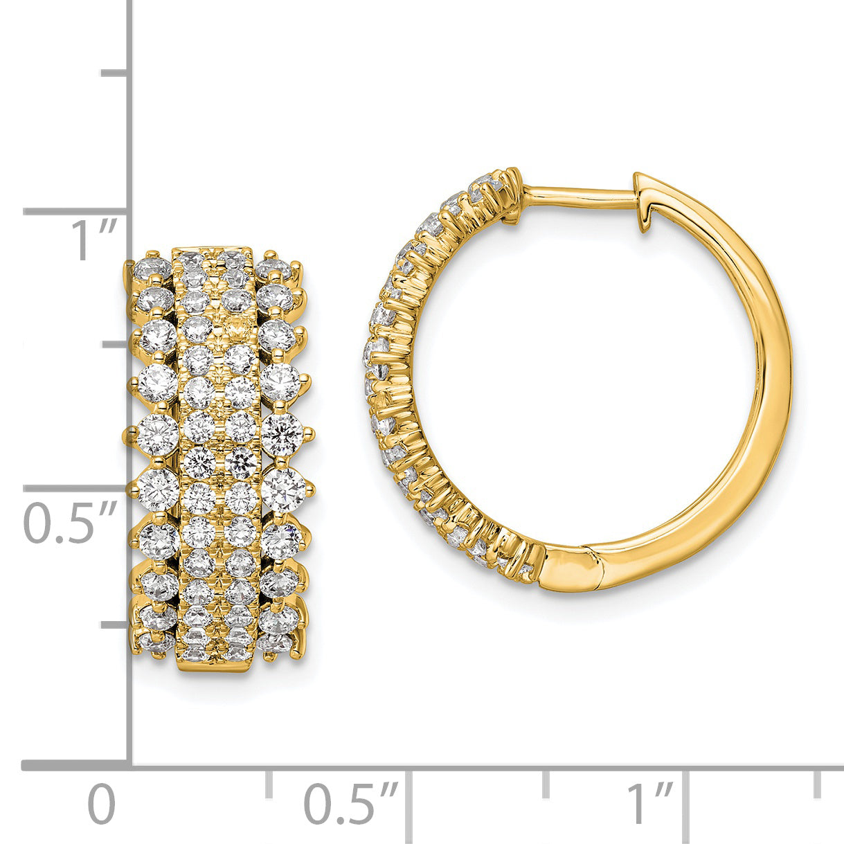 14k 2 carat Lab Grown Diamond VS/SI+ G+ Complete Hinged Hoop Earrings