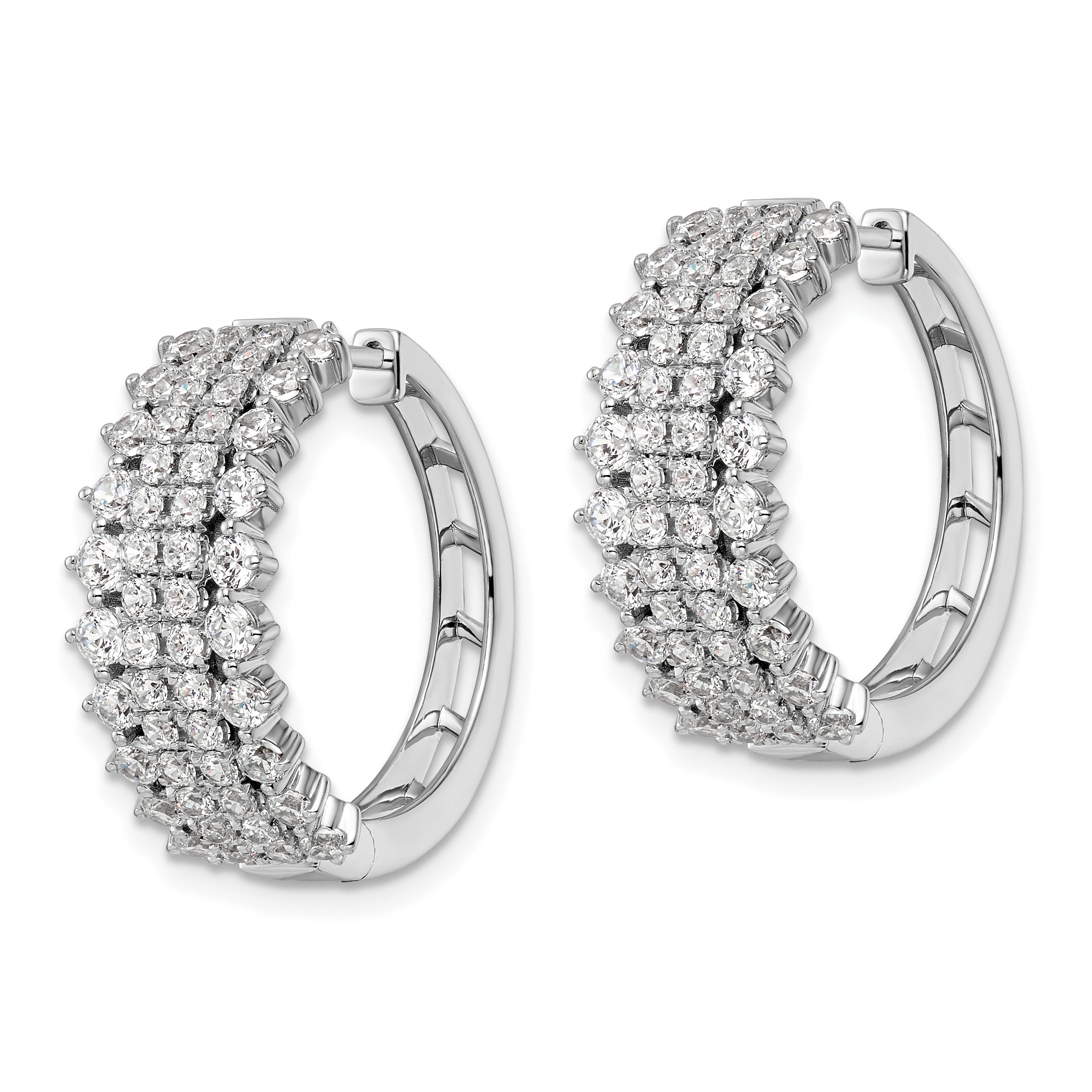 14k White Gold 2 1/2 carat Lab Grown Diamond VS/SI+ G+ Complete Hinged Hoop Earrings Secondary image