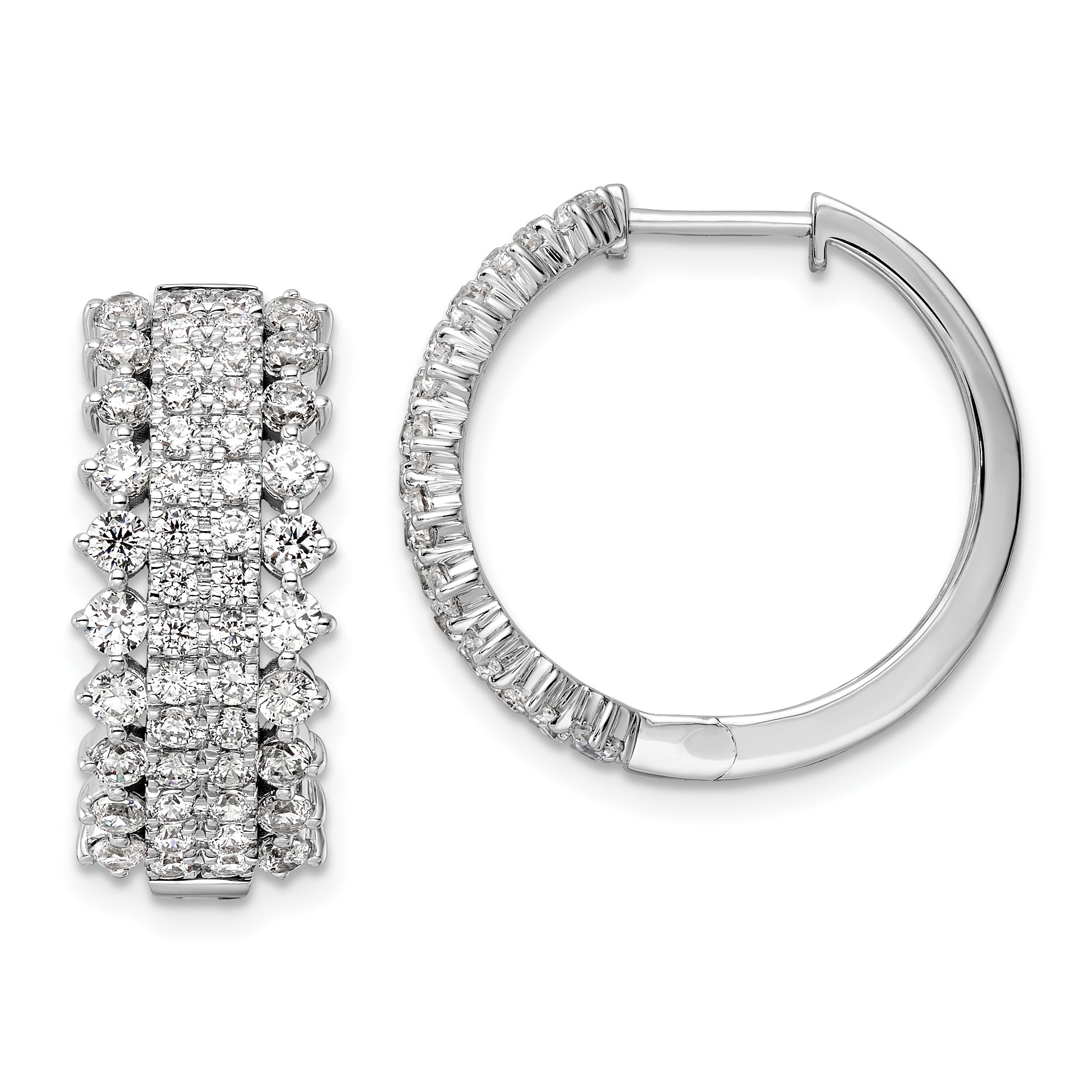 14k White Gold 2 1/2 carat Lab Grown Diamond VS/SI+ G+ Complete Hinged Hoop Earrings Main image