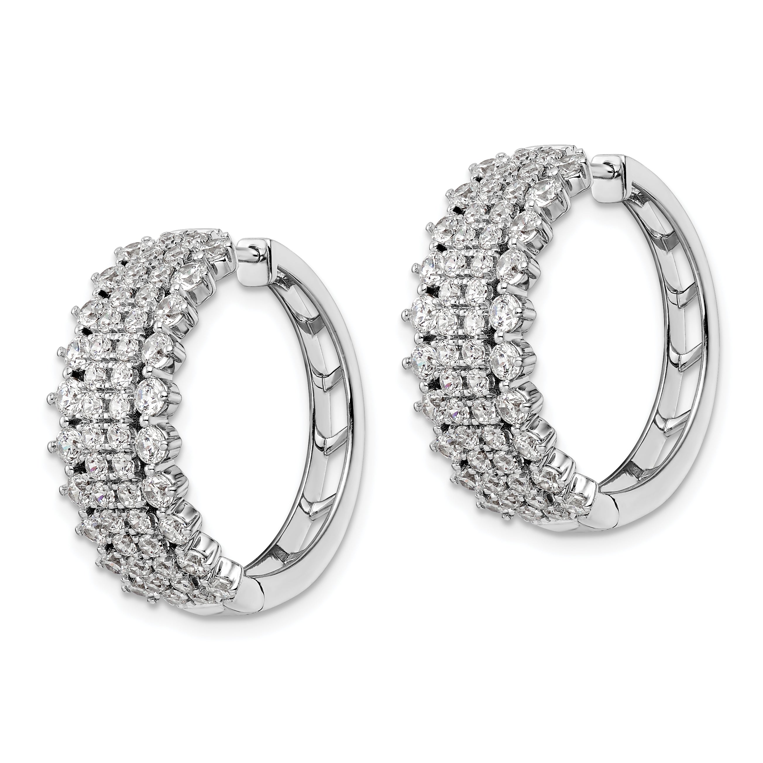 14k White Gold 3 carat Lab Grown Diamond VS/SI+ G+ Complete Hinged Hoop Earrings