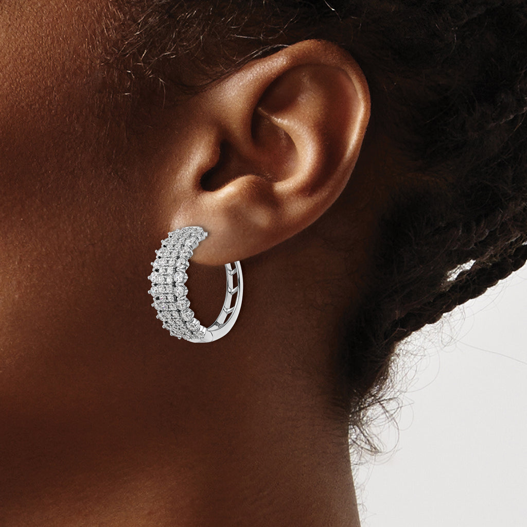 14k White Gold 3 carat Lab Grown Diamond VS/SI+ G+ Complete Hinged Hoop Earrings
