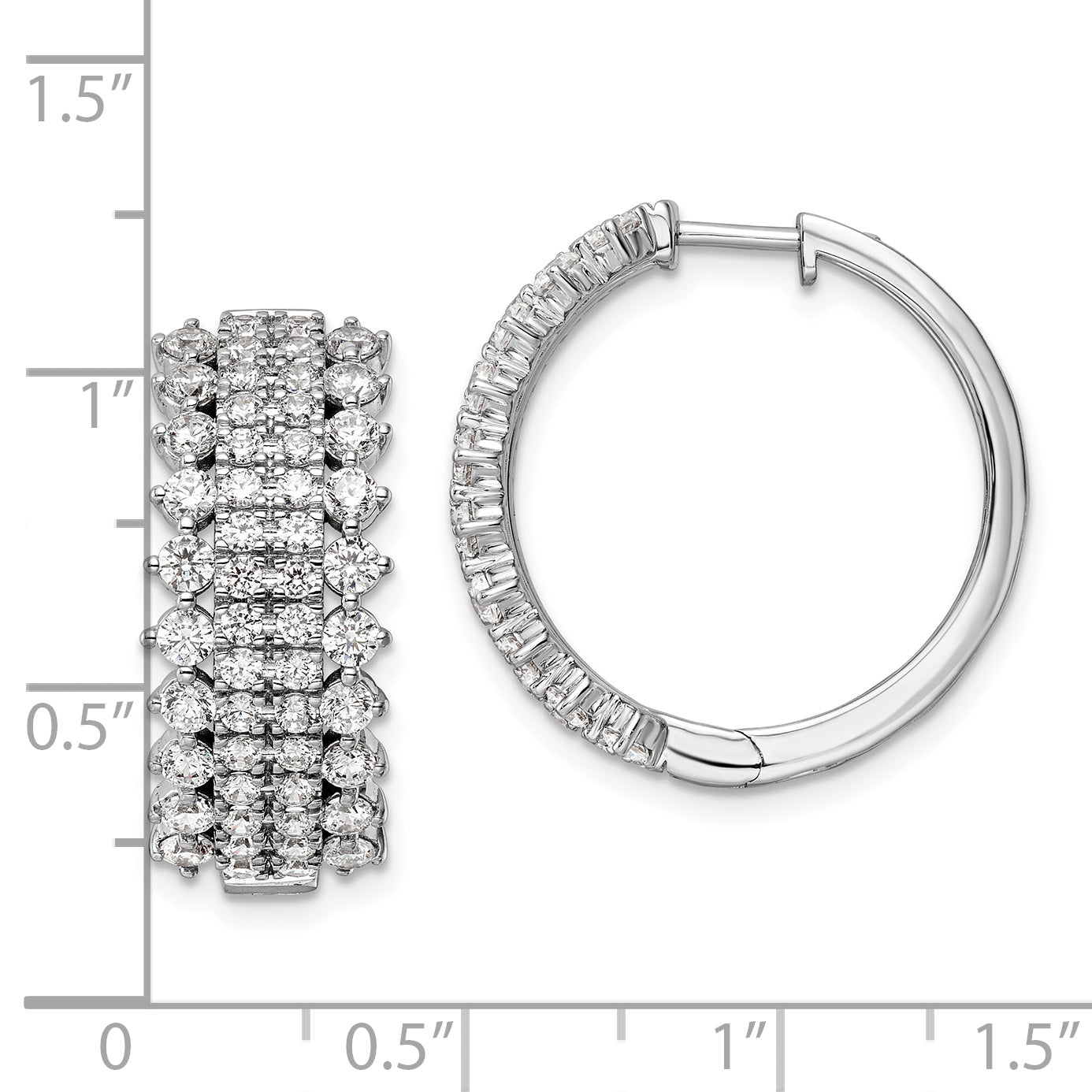 14k White Gold 3 carat Lab Grown Diamond VS/SI+ G+ Complete Hinged Hoop Earrings