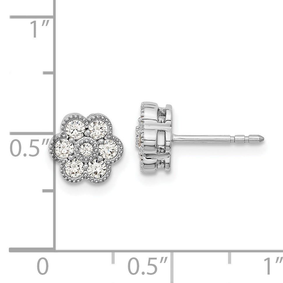 14k White Gold 1/2 carat Lab Grown Diamond VS/SI+ G+ Complete Floral Post Earrings