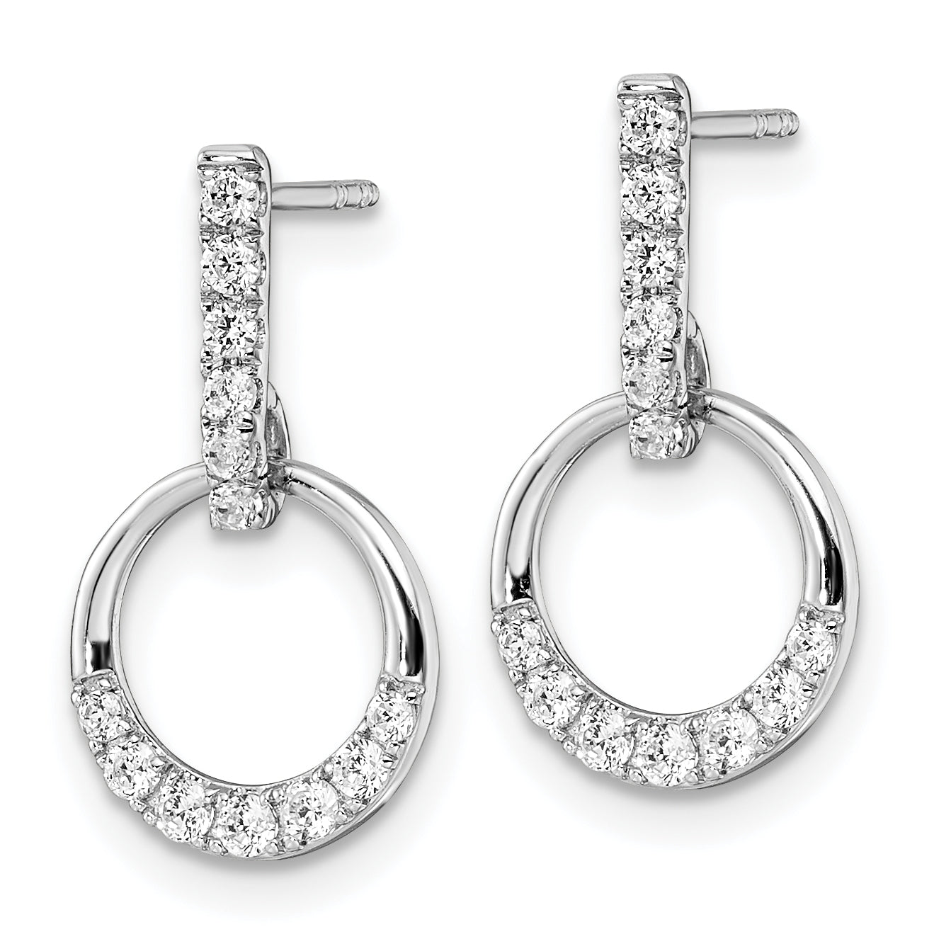 14k White Gold 3/8 carat Lab Grown Diamond VS/SI+ G+ Complete Dangle Circle Post Earrings Secondary image