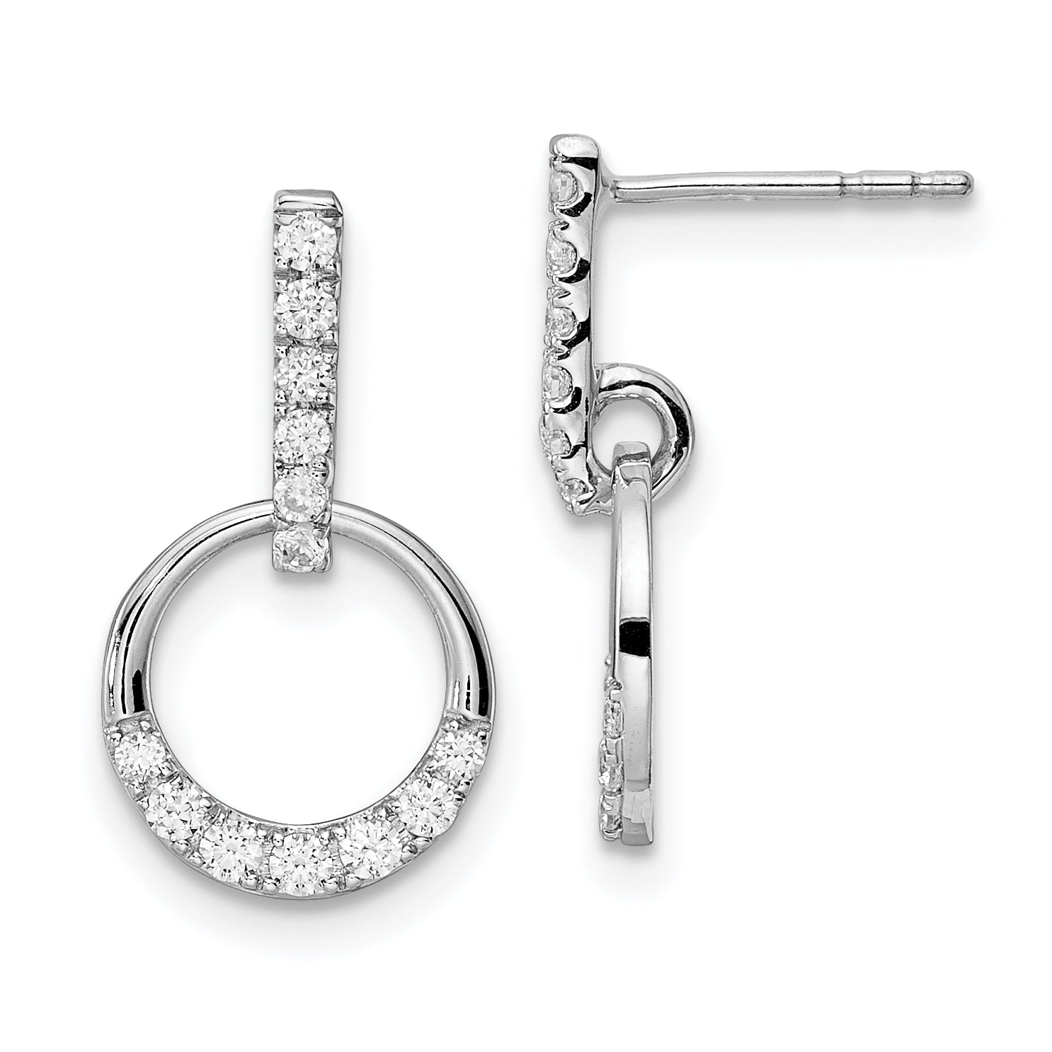 14k White Gold 3/8 carat Lab Grown Diamond VS/SI+ G+ Complete Dangle Circle Post Earrings
