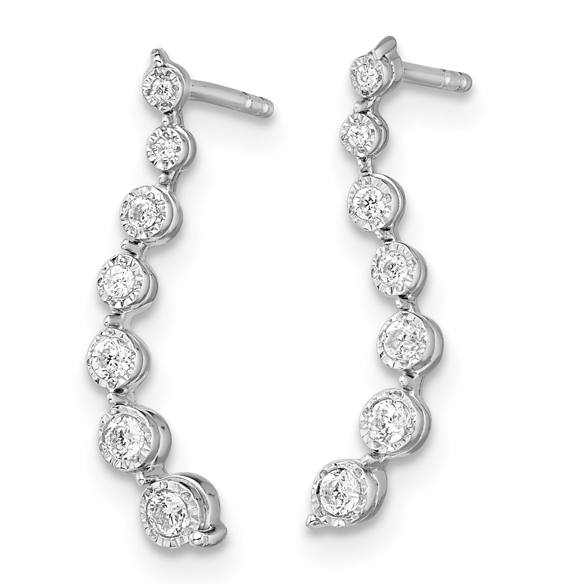 10k White Gold Graduating Diamond Post Earrings Secondary image