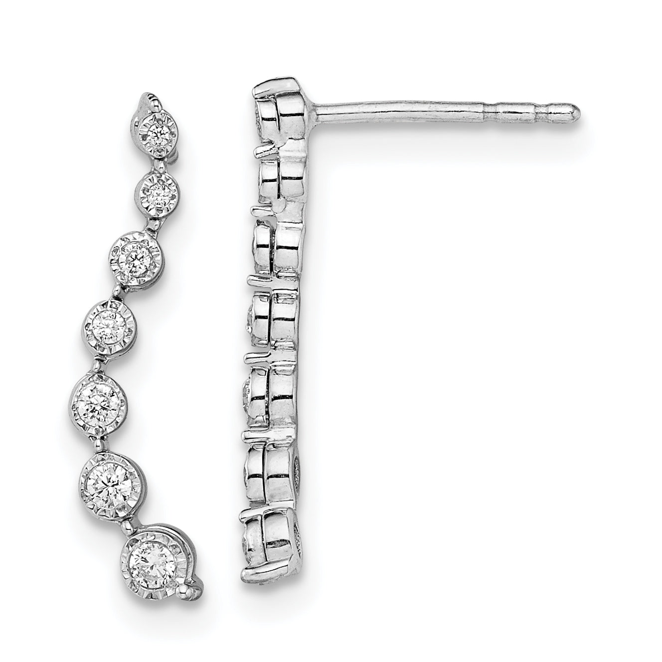 10k White Gold Graduating Diamond Post Earrings Main image