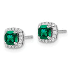 10K White Gold 1/10 ct Lab-Created Diamond VS/SI+ G+ Cushion-Cut Halo Earrings