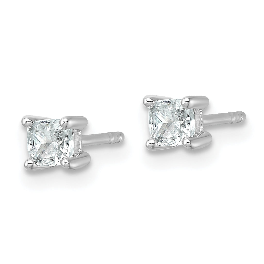 14K White Gold 1/2 ct Certified Lab-Created Diamond VS+ F+, Cushion-Cut 4-Prong Stud Earrings