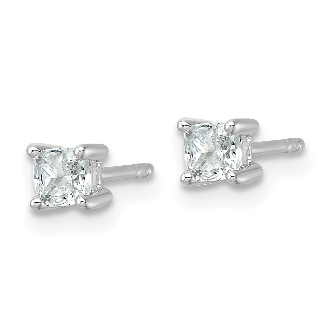 14K White Gold 1/2 ct Certified Lab-Created Diamond VS+ F+, Cushion-Cut 4-Prong Stud Earrings