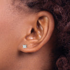 14K White Gold 1/2 ct Lab-Created Diamond VS+ F+, Cushion-Cut 4-Prong Stud Earrings