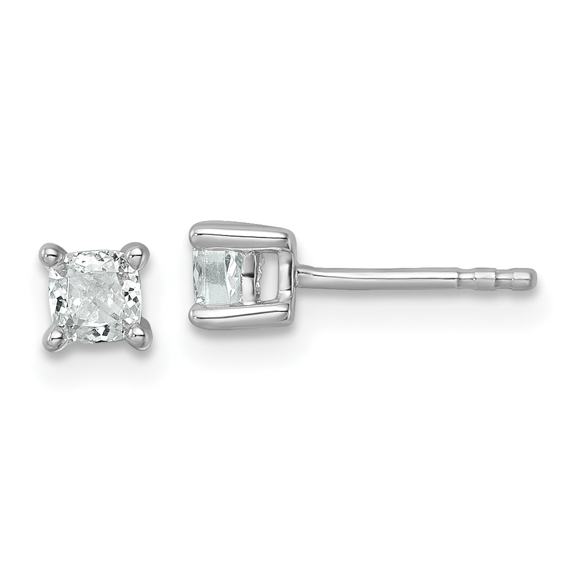 14K White Gold 1/2 ct Lab-Created Diamond VS/SI+ G+, Cushion-Cut 4-Prong Stud Earrings