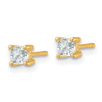 14K Yellow Gold 1/2 ct Lab-Created Diamond VS/SI+ G+, Cushion-Cut 4-Prong Stud Earrings