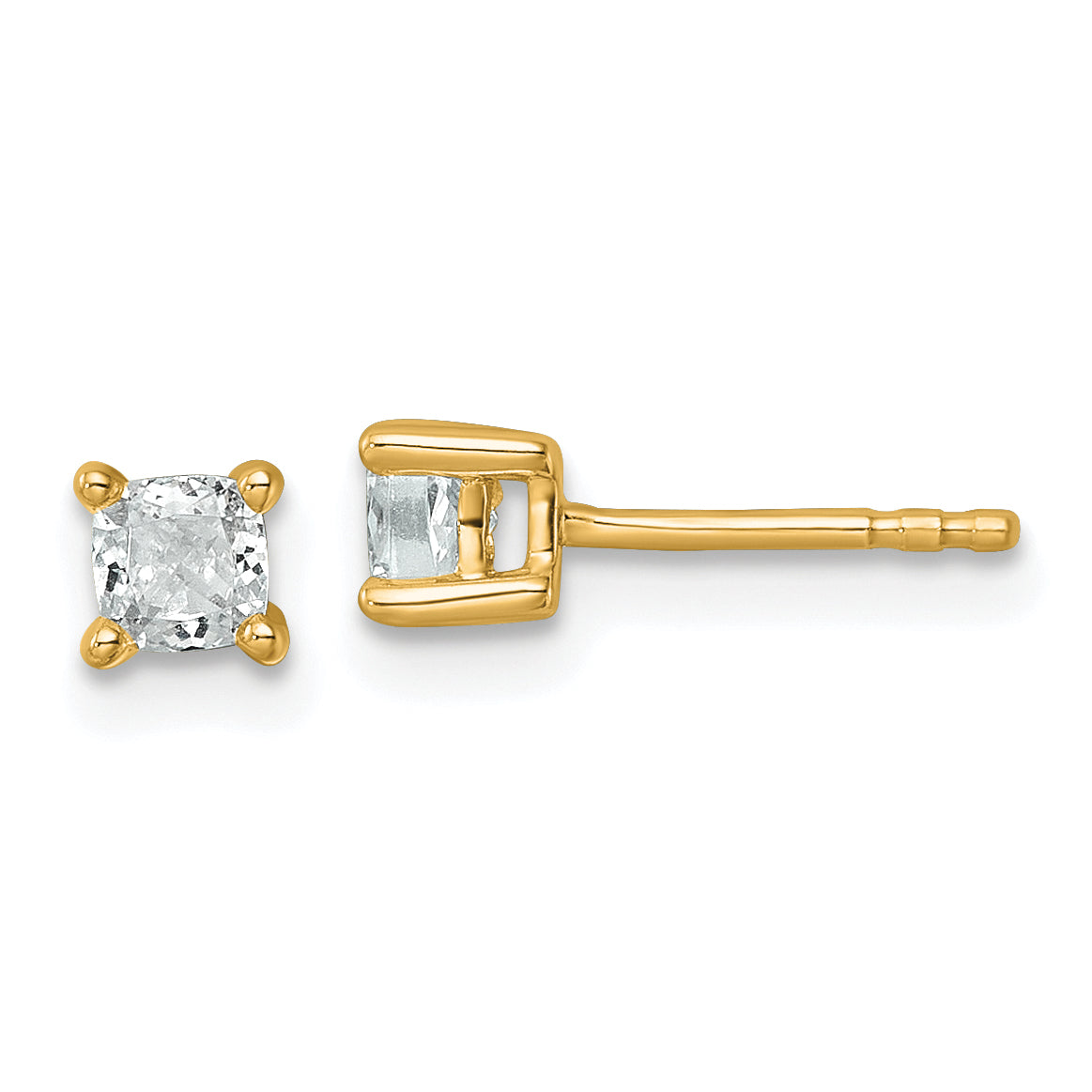 14K Yellow Gold 1/2 ct Certified Lab-Created Diamond VS/SI+ G+, Cushion-Cut 4-Prong Stud Earrings Main image