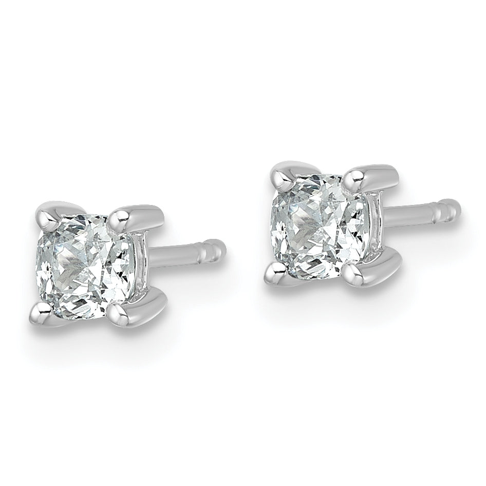 14K White Gold 3/4 ct Certified Lab-Created Diamond VS/SI+ G+, Cushion-Cut 4-Prong Stud Earrings