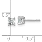 14K White Gold 3/4 ct Lab-Created Diamond VS+ F+, Cushion-Cut 4-Prong Stud Earrings