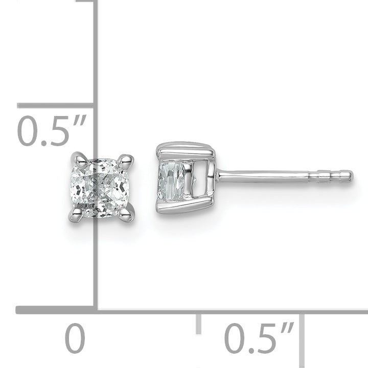 14K White Gold 3/4 ct Certified Lab-Created Diamond VS/SI+ G+, Cushion-Cut 4-Prong Stud Earrings