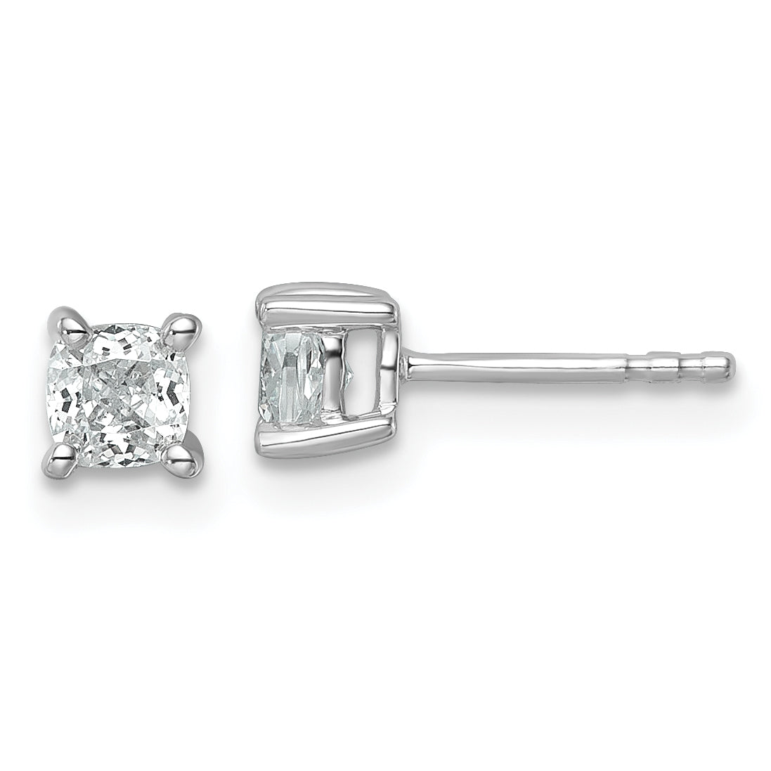 14K White Gold 3/4 ct Lab-Created Diamond VS+ F+, Cushion-Cut 4-Prong Stud Earrings Main image