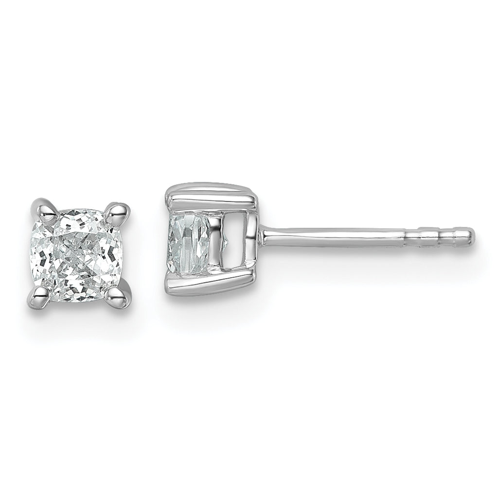 14K White Gold 3/4 ct Certified Lab-Created Diamond VS+ F+, Cushion-Cut 4-Prong Stud Earrings