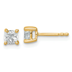 14K Yellow Gold 3/4 ct Lab-Created Diamond VS/SI+ G+, Cushion-Cut 4-Prong Stud Earrings