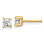 14K Yellow Gold 3/4 ct Lab-Created Diamond VS+ F+, Cushion-Cut 4-Prong Stud Earrings