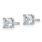 14K White Gold 1 ct Lab-Created Diamond VS+ F+, Cushion-Cut 4-Prong Stud Earrings