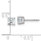 14K White Gold 1 ct Certified Lab-Created Diamond VS/SI+ G+, Cushion-Cut 4-Prong Stud Earrings