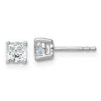14K White Gold 1 ct Certified Lab-Created Diamond VS/SI+ G+, Cushion-Cut 4-Prong Stud Earrings