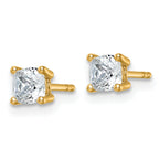 14K Yellow Gold 1 ct Lab-Created Diamond VS/SI+ G+, Cushion-Cut 4-Prong Stud Earrings