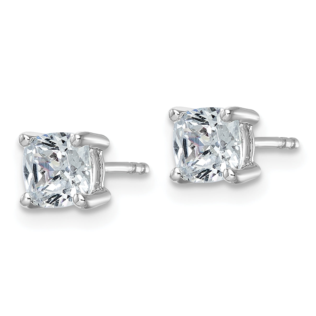 14K White Gold 1 1/2 ct Certified Lab-Created Diamond VS+ F+, Cushion-Cut 4-Prong Stud Earrings