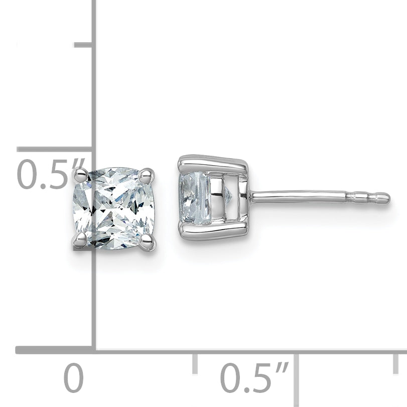 14K White Gold 1 1/2 ct Certified Lab-Created Diamond VS+ F+, Cushion-Cut 4-Prong Stud Earrings