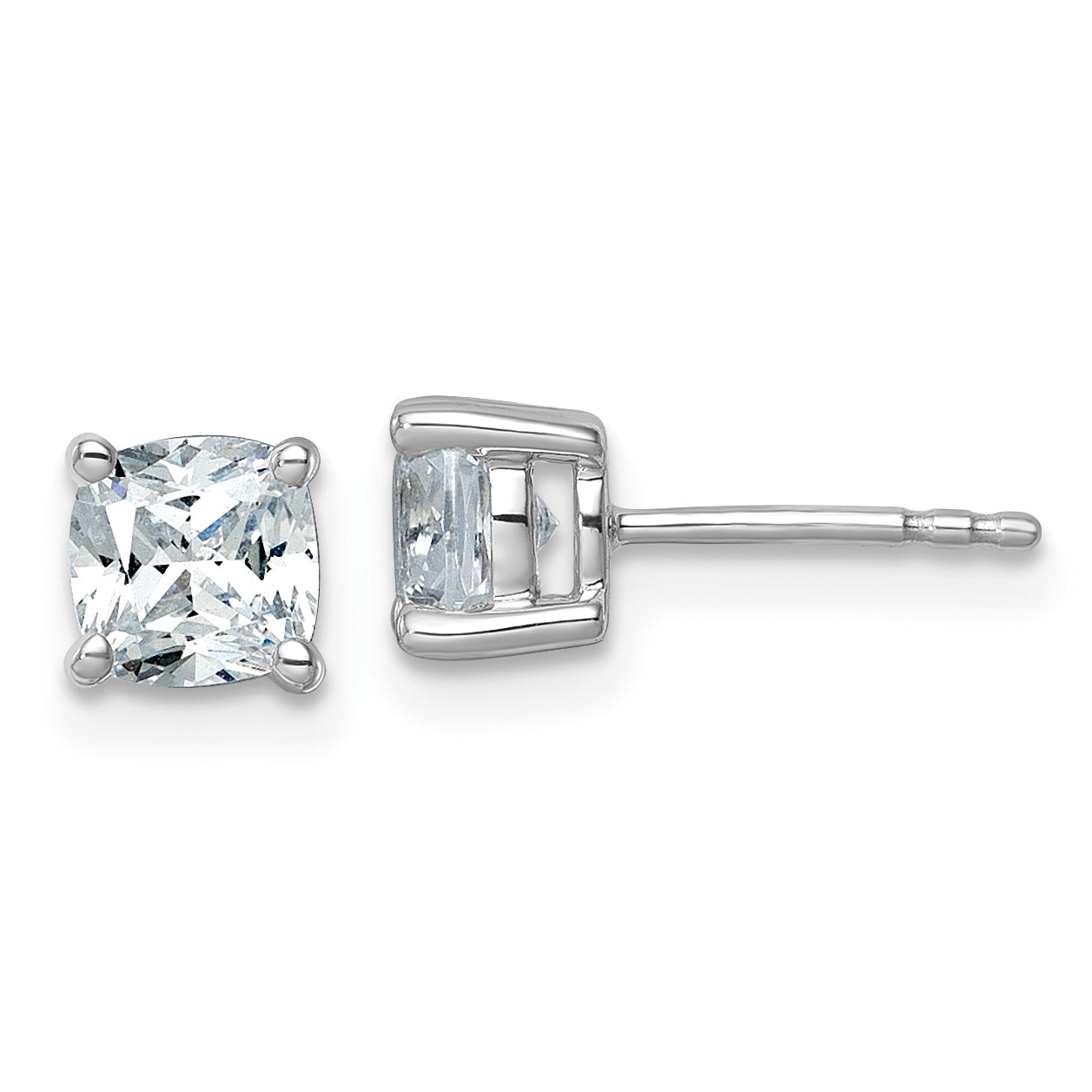 14K White Gold 1 1/2 ct Certified Lab-Created Diamond VS+ F+, Cushion-Cut 4-Prong Stud Earrings Main image