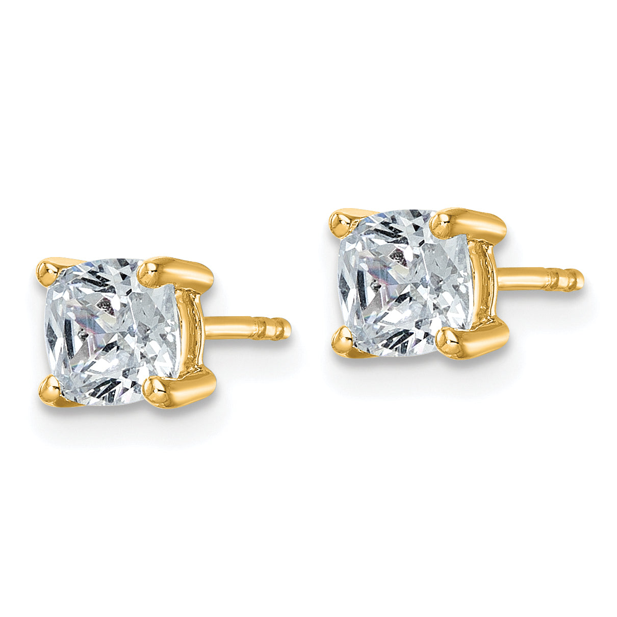 14K Yellow Gold 1 1/2 ct Certified Lab-Created Diamond VS/SI+ G+, Cushion-Cut 4-Prong Stud Earrings