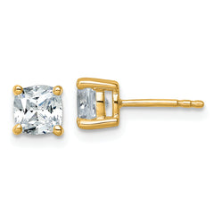 14K Yellow Gold 1 1/2 ct Lab-Created Diamond VS/SI+ G+, Cushion-Cut 4-Prong Stud Earrings