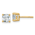 14K Yellow Gold 1 1/2 ct Certified Lab-Created Diamond VS/SI+ G+, Cushion-Cut 4-Prong Stud Earrings